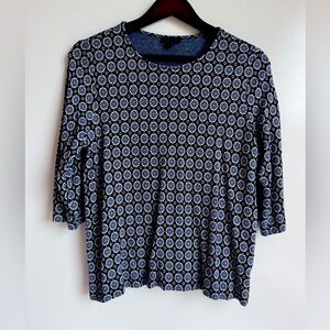 J. Jill Women Blue Sweater Medium Petite Blue Birds Eye Lightweight Comfy Office